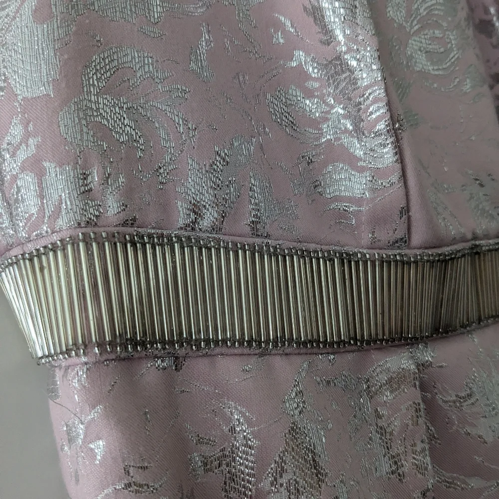 Beautiful Carmen Marc Valvo satin dress size 6 pink silver embellished - Picture 10 of 11